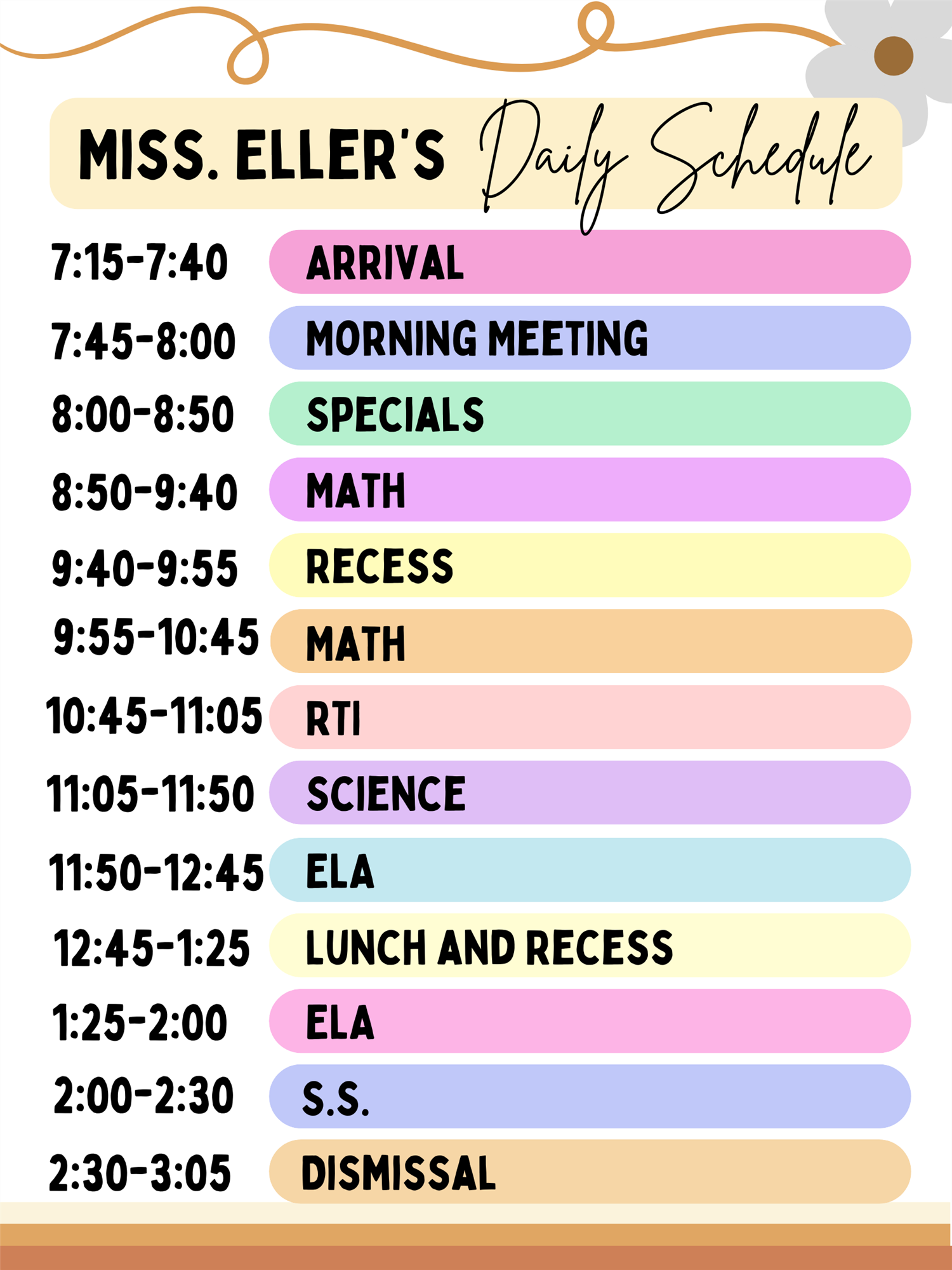 Our Daily Schedule 